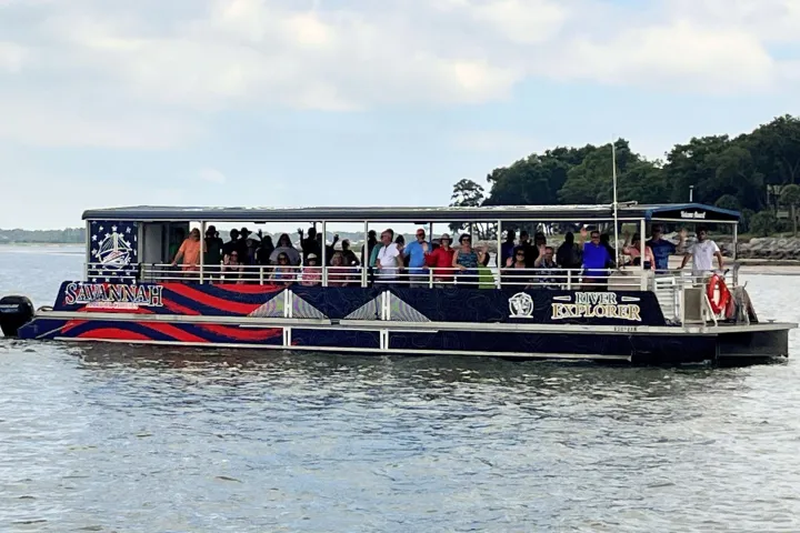 a small boat in a large body of water