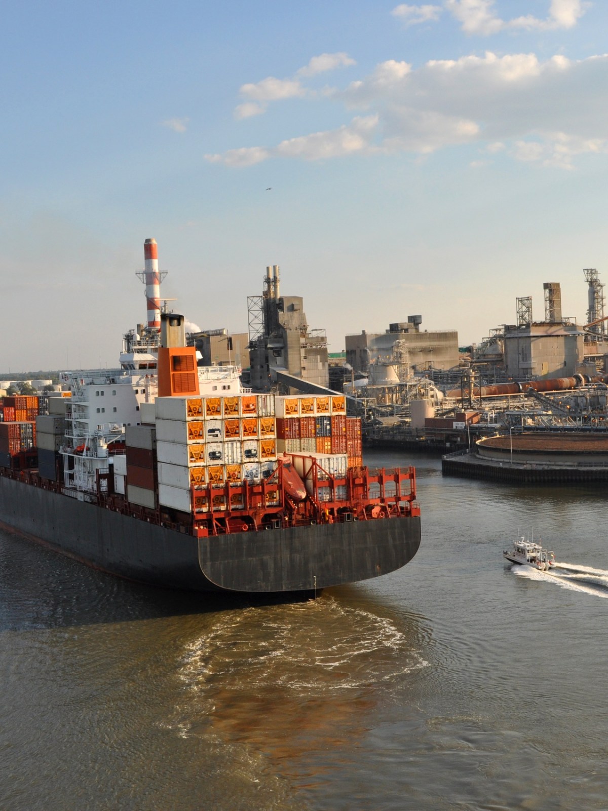 a large ship in the water